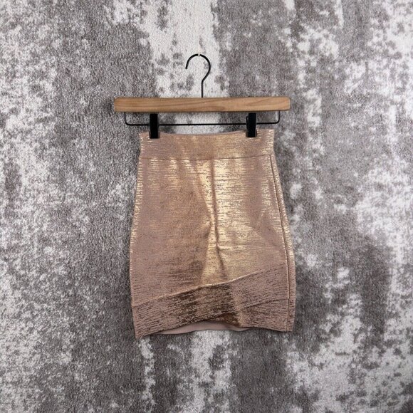 BCBGMAXAZRIA Dresses & Skirts - New BCBG Max Azria Skirt XXS Womens Silvie Rose Gold Metallic Pencil Mini 2XS